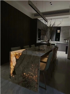 Backlit Stone Kitchen Decor Patagonia Granite Table