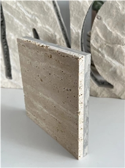 Beige Travertine-Porcelain Backed Composite Stone Panels