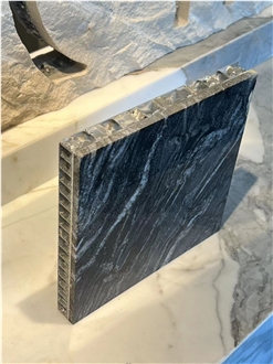 Iron Black Granite Laminated Honeycomb Backed Stone Panels