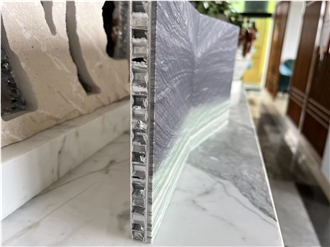 Verde Cipollino Marble Laminated With Honeycomb Panels