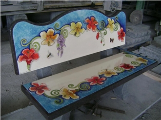 Pietra Lavica Lava Stone Hand Painted Garden Benches