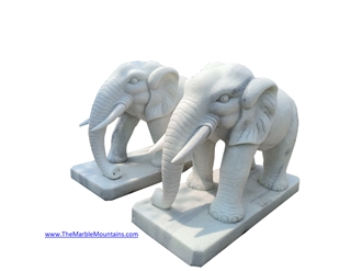 Viet Nam Milk White Marble Elephant Sculptures