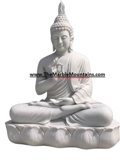 Viet Nam White Marble Buddha Statue - Tu Hung Stone Arts