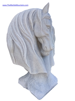 Viet Nam White Marble Horse Head Sculpture - Tu Hung Stone Arts