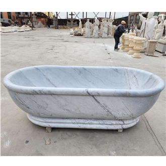 Freestanding Natural Carrara White Marble Bathtub Surround