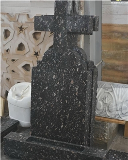 Aswan Black Granite Cross Tombstone