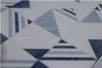 Art Deco Triangle Blue Azul Argentina Celeste Mosaic Tiles