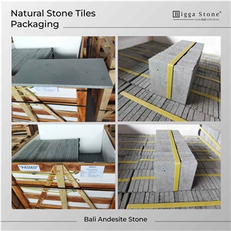 Bali Gray Andesite Stone Tiles Floor Flamed