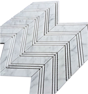Bianco Carrara Nero Marquina Waterjet Marble Mosaic Tiles