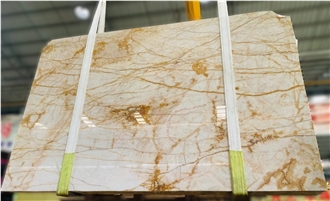 Customized Stone Floor Tiles Spider Golden Marble Slab