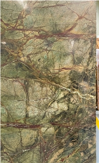 Rain Forest Green Marble Slab For Floor Tiles