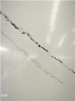 Calacatta White Marble Vein Quartz Slabs Interior Floor Use
