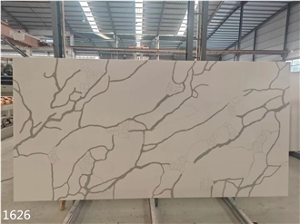 White Marble Vein Quartz Slabs Artificial Stone Tiles
