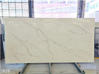 White Quartz Slabs Marble Vein Artificial Stone Tiles
