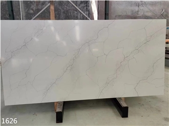 White Quartz Slabs Marble Vein Artificial Stone Tiles