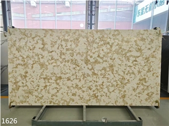 Yellow Marble Texture Quartz Slabs Indoor Wall Decoration