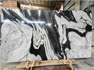 China Panda White Marble Slabs Landscape Paintings Dalmata