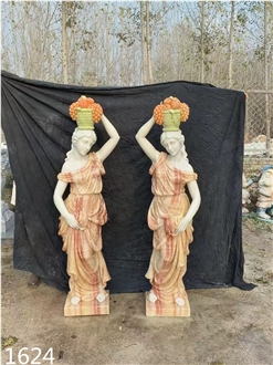 Marble Made Woman Sculpture For Outdoor Use