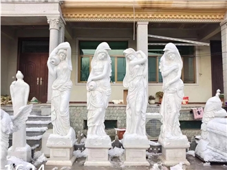 White Marble Human Woman Sculpture Street Art Statues