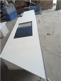 5015 Quartz Kitchen Countertop,Artificial Stone With Grey Vein