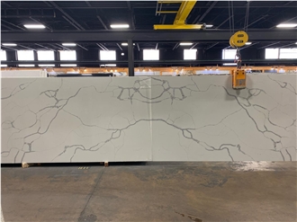 5030 Calacatta White Quartz Artificial Stone Slabs Big Size