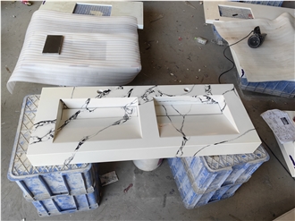 5089 Channel Quartz Table Top Artificial Stone Bath Unit Countertop