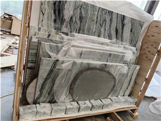 Green Cold Ice Jade Marble Slab Tiles High Quality