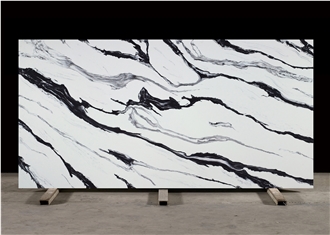 AQ9191 Calacatta White Artificial Stone Slabs Balck Vein