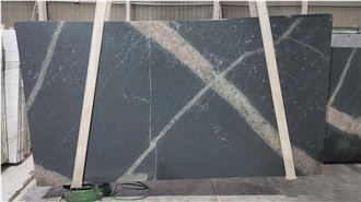 Black Storm Granite Slabs With Leathered Surface