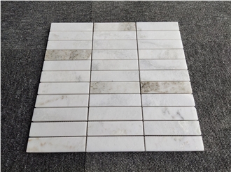 Carrara White Marble Kitkat Mosaic Tiles