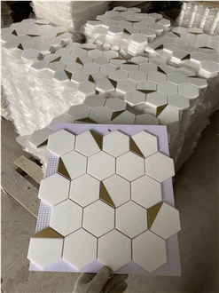 Natural Marble Hexagon Pattern Mosaic Tiles