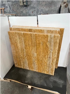 Golden Travertine Tiles For Kitchen And Bathroom Wall Facade