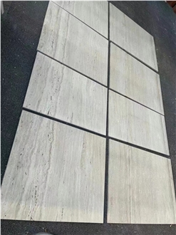 Unfilled Romano White Travertine Slabs For Wall Facade Decor
