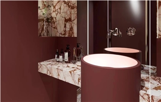 Bulgari Red Marble Slab Bathroom Tiles