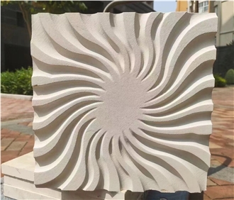 White Limestone Artistic Surface CNC Engraving Wall Panels
