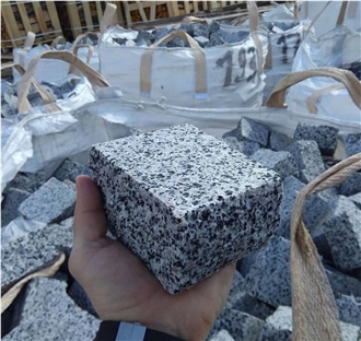 Ukrainian Granite White House Sides Split, Top Flamed Cubes
