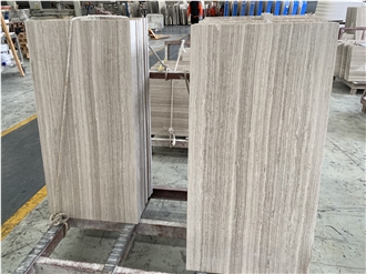 Polished Chinese White Wooden Marble Tiles For Wall