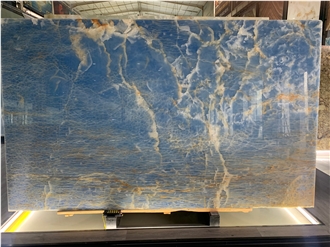 Translucent Golden Blue Onyx Slabs For Wall Panel