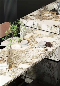 Brazil Pandora White Granite Stone Table Tops Applications