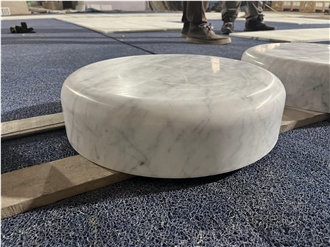 Bianco Carrara Marble Round Patio Seat
