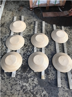 Italian Travertine Stone Plates Fluted For Home Decoration