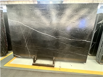 China Cheap Leather Surface Black Nero Marquina Marble Slabs