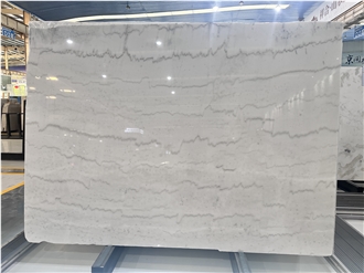 China Guangxi White Marble Stone Slab Polish For Floor Tiles