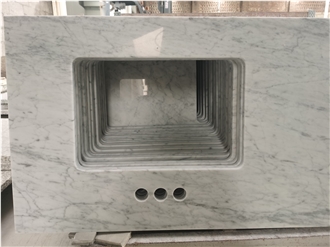 Custom Carrara White Marble Kitchen Countertops