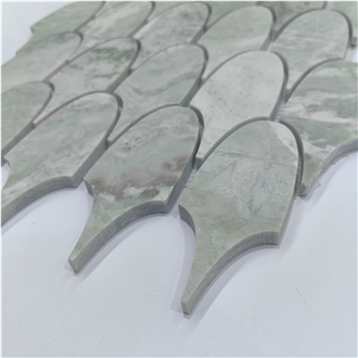 Fish Shaped Green Marble Mosaic Tiles