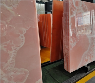 Natural Pink Onyx Stone Slab For Wall Tiles