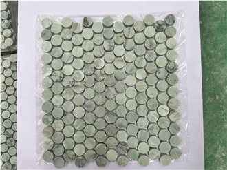 Round Green Jade Marble Stone Bathroom Mosaic Tiles