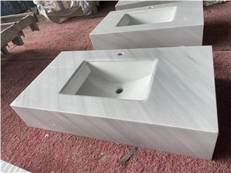 Turkey Bianco Dolomite Marble Prefab Bathroom Vanity Tops