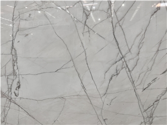 White Marble Stone With Grey Vein Slab For Floor Tiles