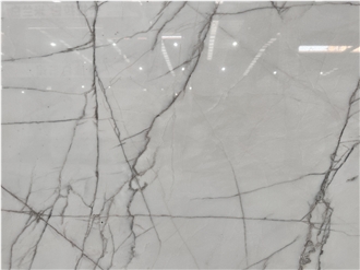White Marble Stone With Grey Vein Slab For Floor Tiles